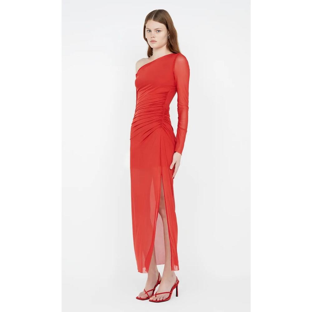 Bec + Bridge Fae Asymmetrical Long Sleeve Dress Rouge Red US‎ 4